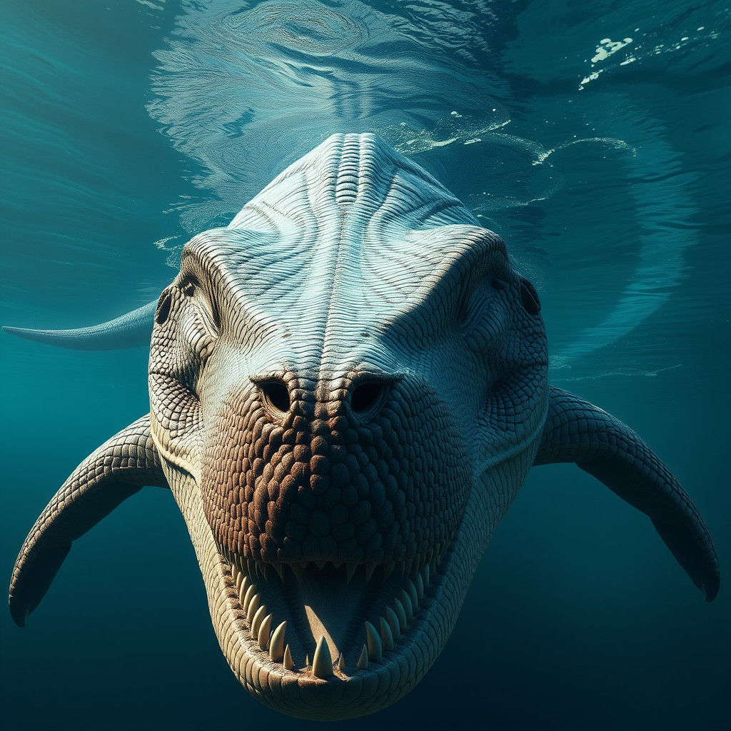Colossal Mosasaur in Prehistoric Ocean: Hyperrealistic Detai...