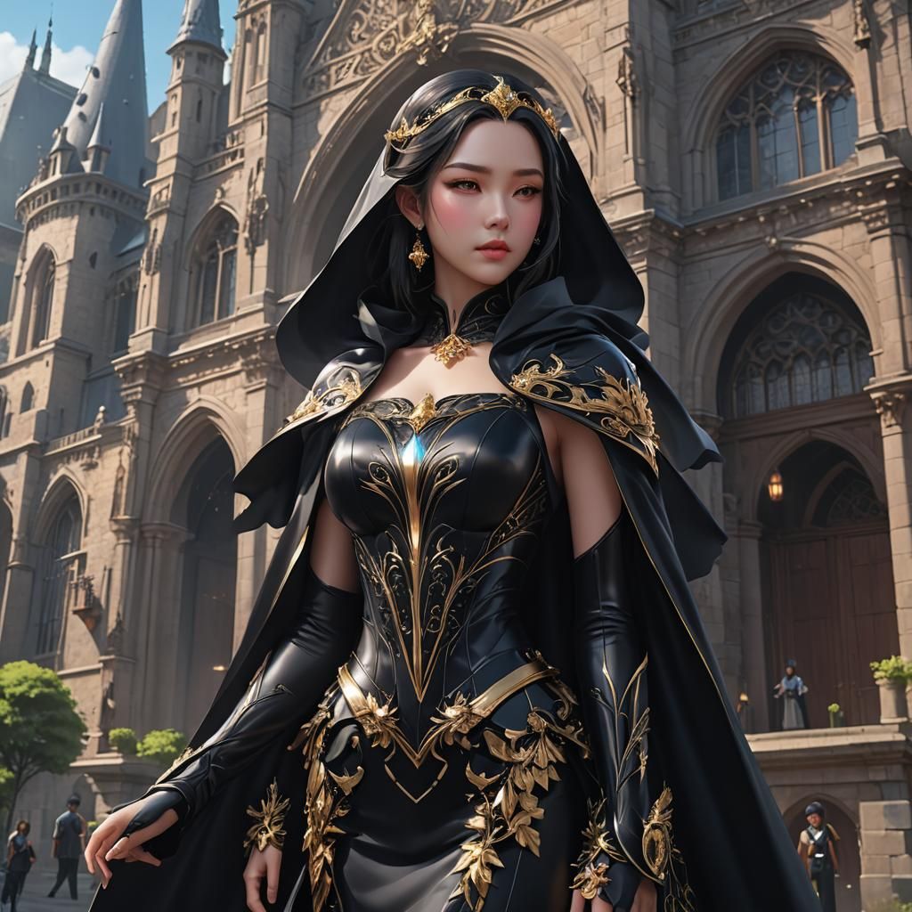 Utopian Black Bodycon Dress in Anime Style