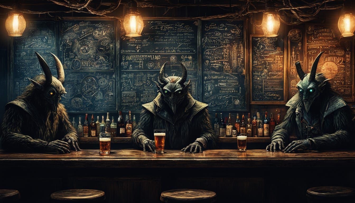 Mysterious Figures Gather in a Dimly Lit Speakeasy