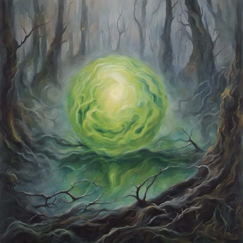 Abstract Acrylic Wizard Swallowed by Energy Ball