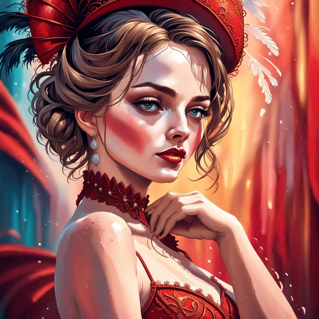 Moulin Rouge Inspired Elegant Female Portrait