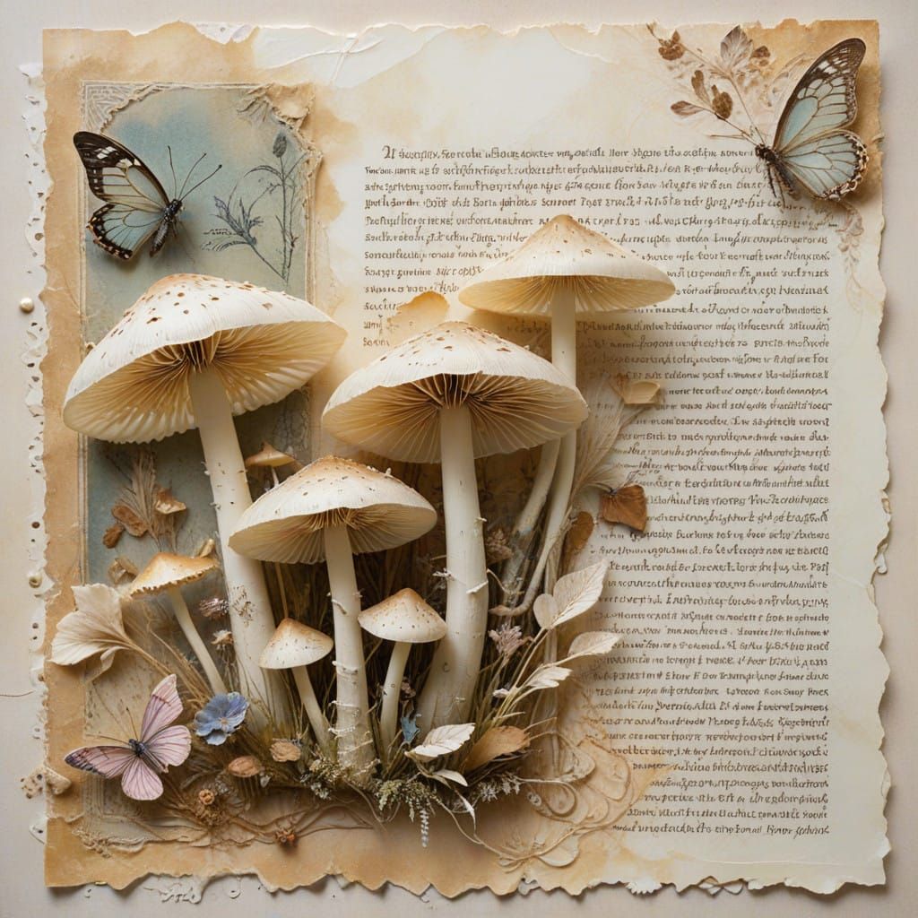 Whimsical Paper Art with Vintage Mushrooms