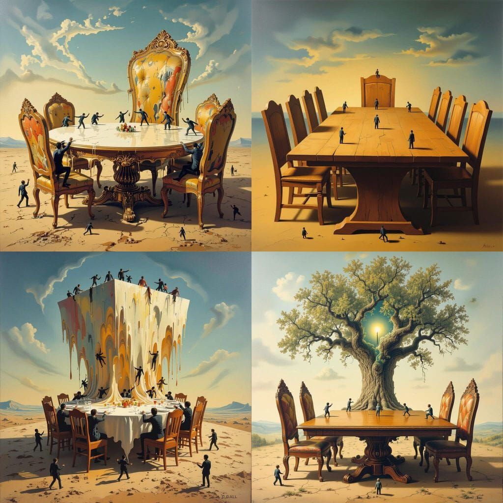 Giant Table and Chairs in Surrealist Style