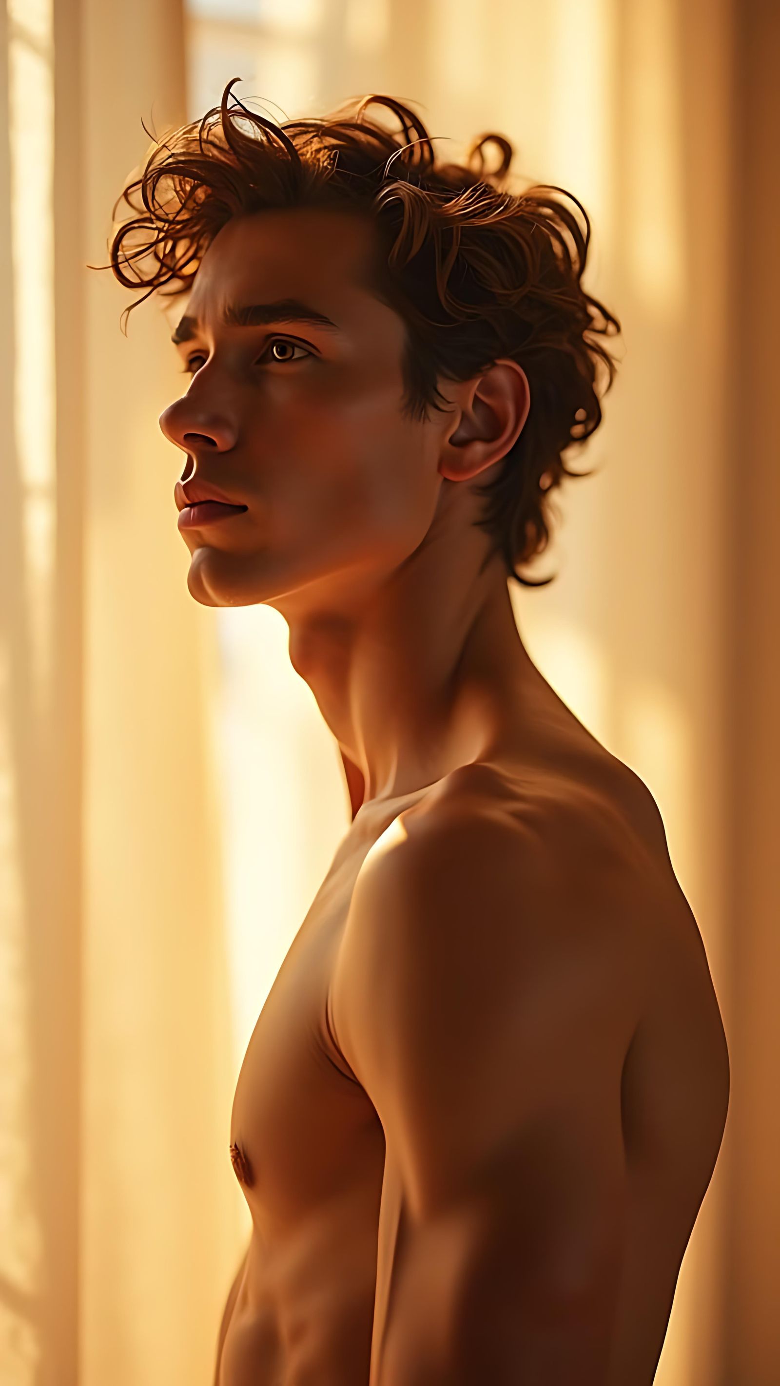 Hyperrealistic Adonis in Warm, Luminous Photoillustration