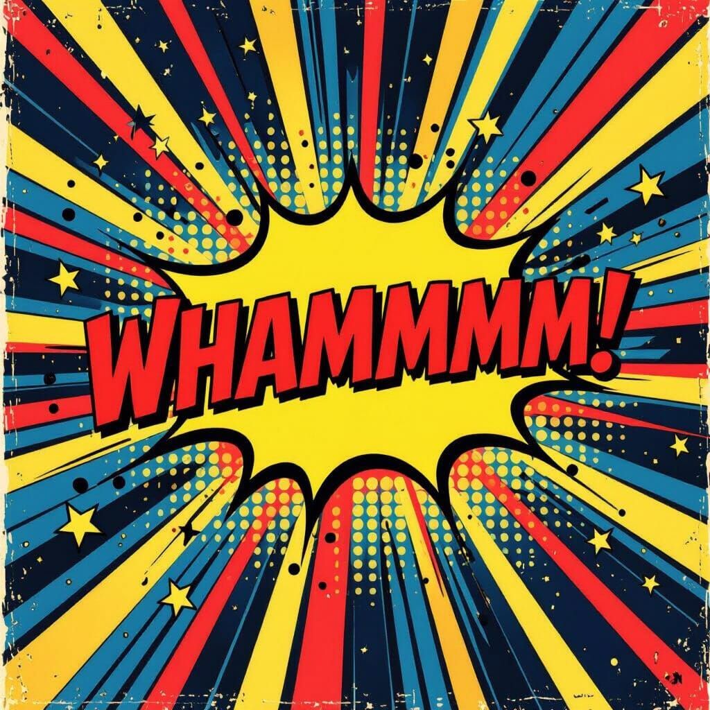 Dynamic Explosion in Lichtenstein-Warhol Pop Art Style