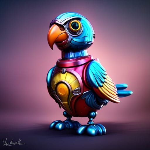 Detailed 3D Render of a Cute Robot Parrot