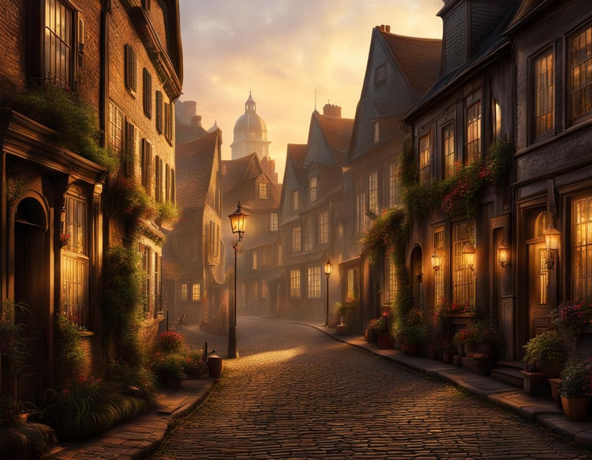 18th Century City Street in Detailed Digital Art