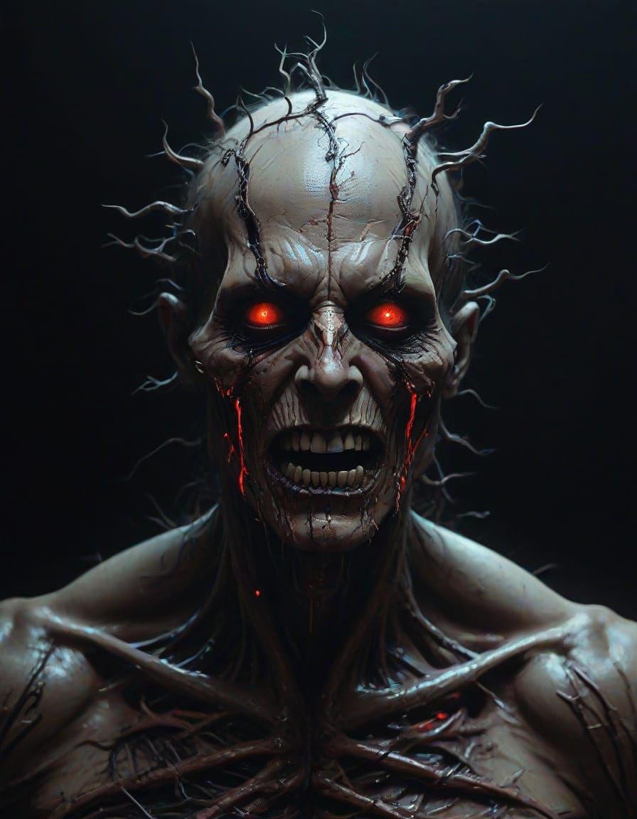 Tormented Soul in Purgatory: Dark Fantasy Acrylic Art