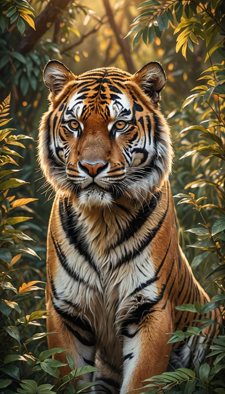 Majestic Tiger Portrait in Golden Light