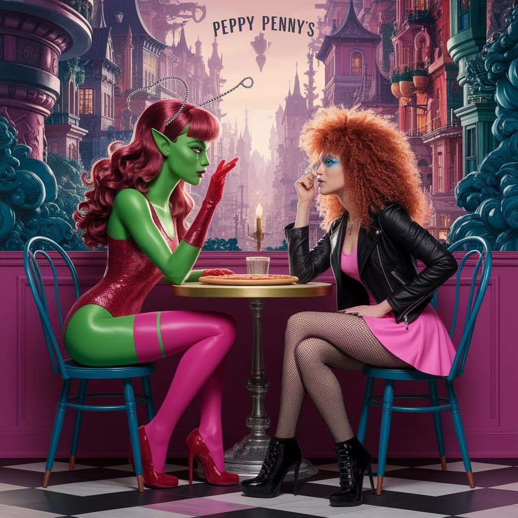 Fantastical Rockstar Encounter in Whimsical Cityscape