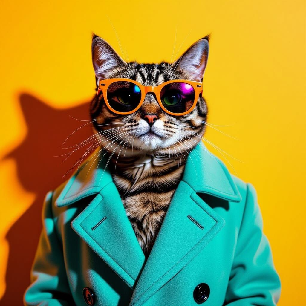 Cute Cat in Retro Sunglasses Portrait