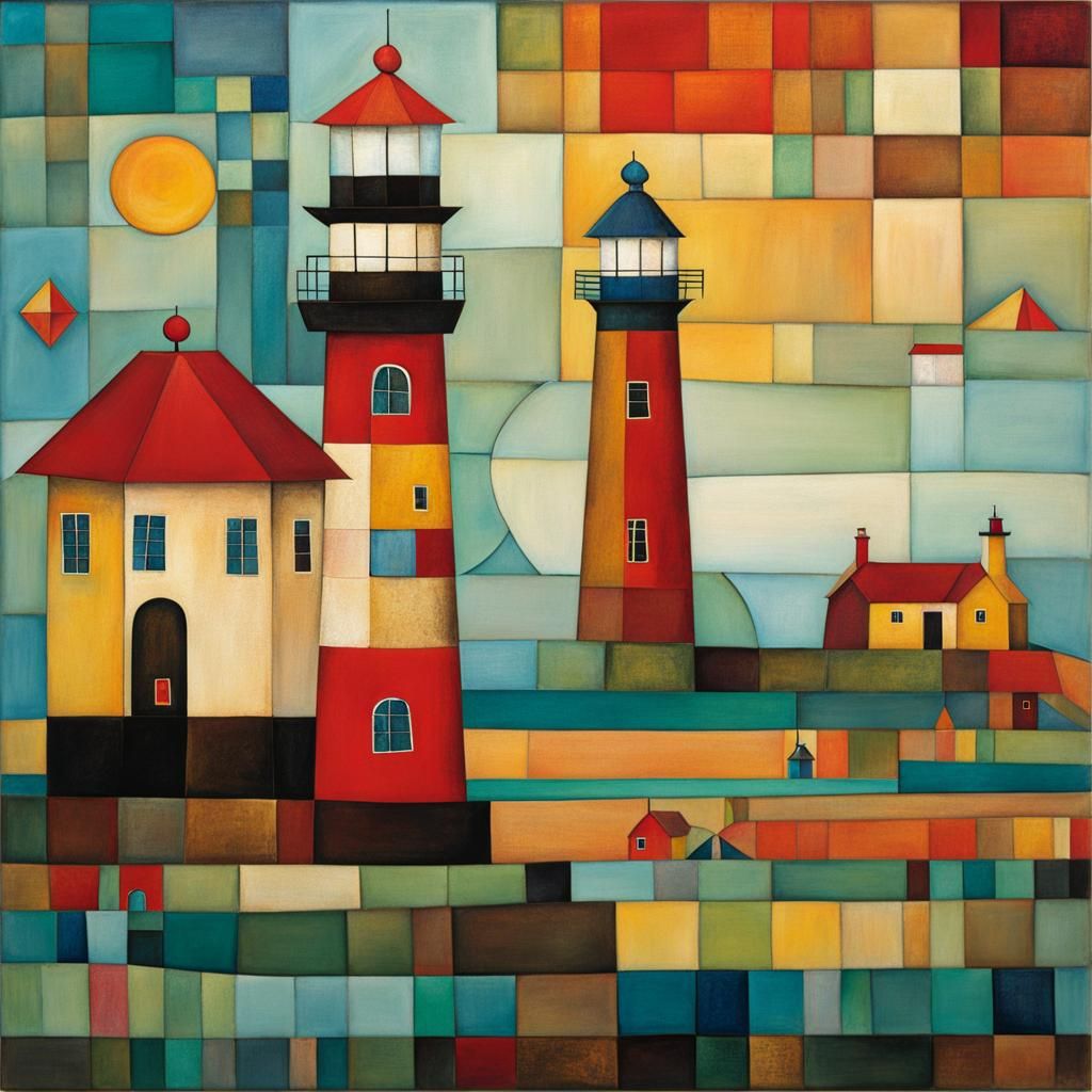 Lighthouse Art Inspired by Klee and Pacheco