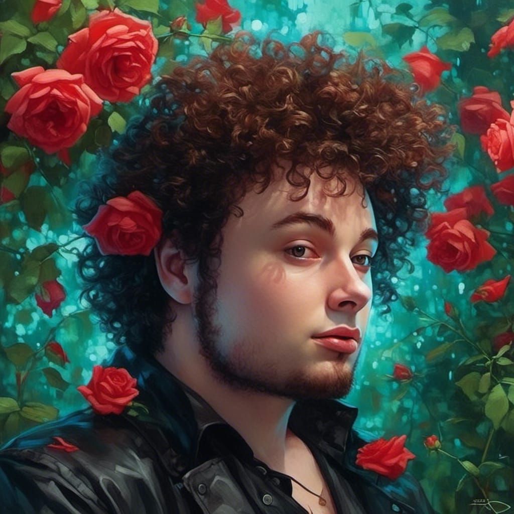 Romantic Gothic Portrait with Crimson Roses