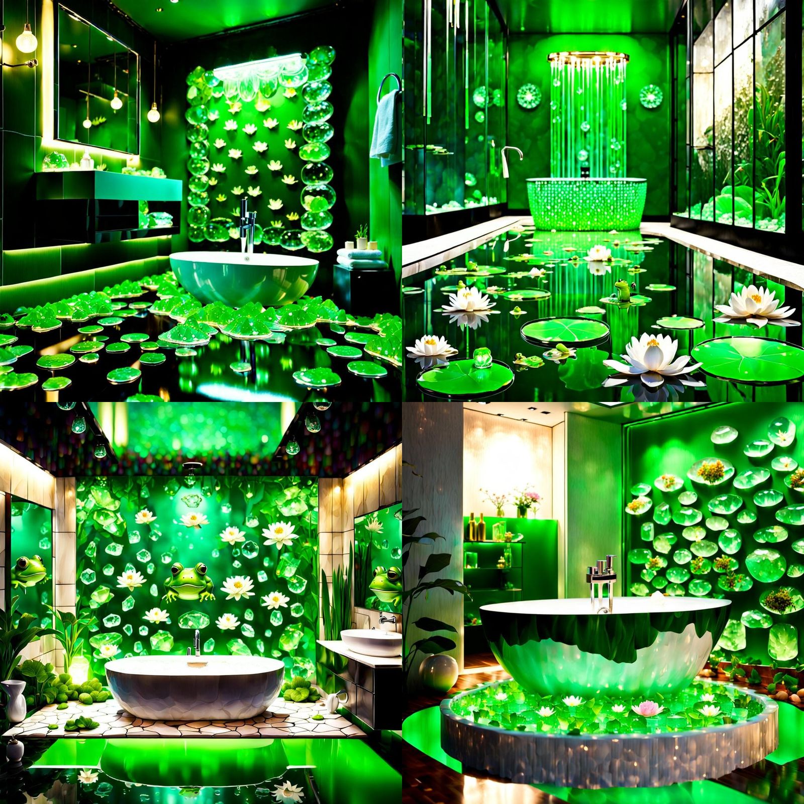 Luxurious Frog Bathroom with Crystals and Kawaii Accents
