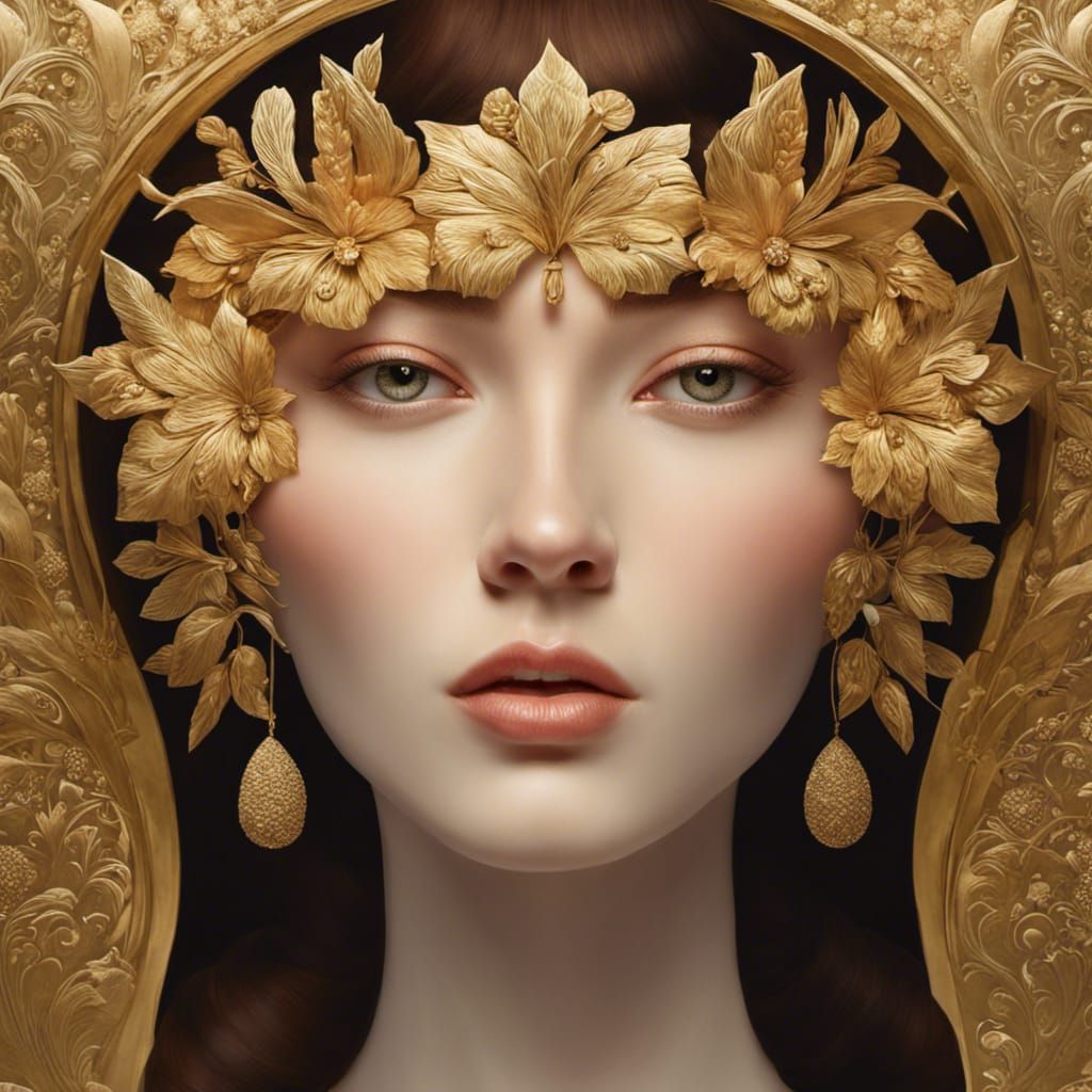 Art Nouveau Gold Necklace Inspired by Klimt