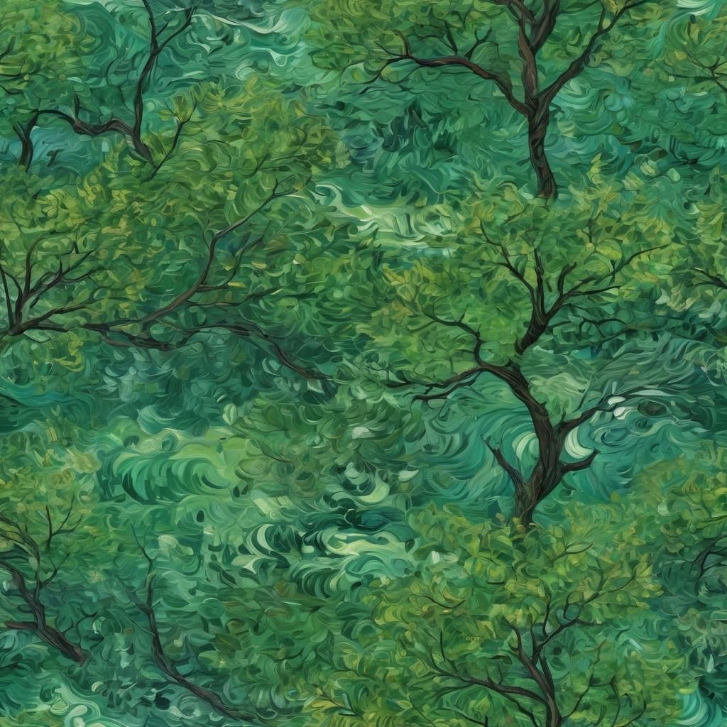 Van Gogh Style Summer Storm with Swirling Leaves