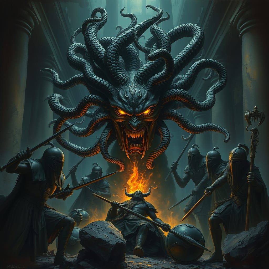 Medusa Unleashes Wrath in Dark Temple Ruin