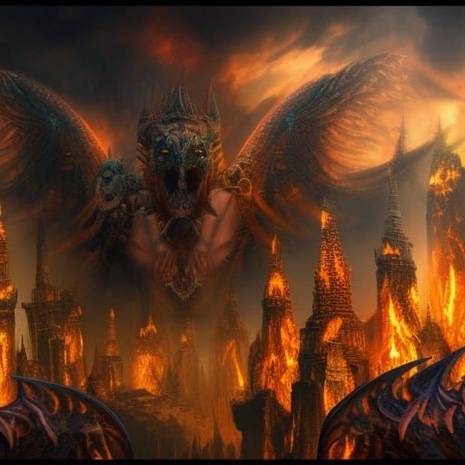 Epic Demon Fire Fairies in Digital Matte Painting