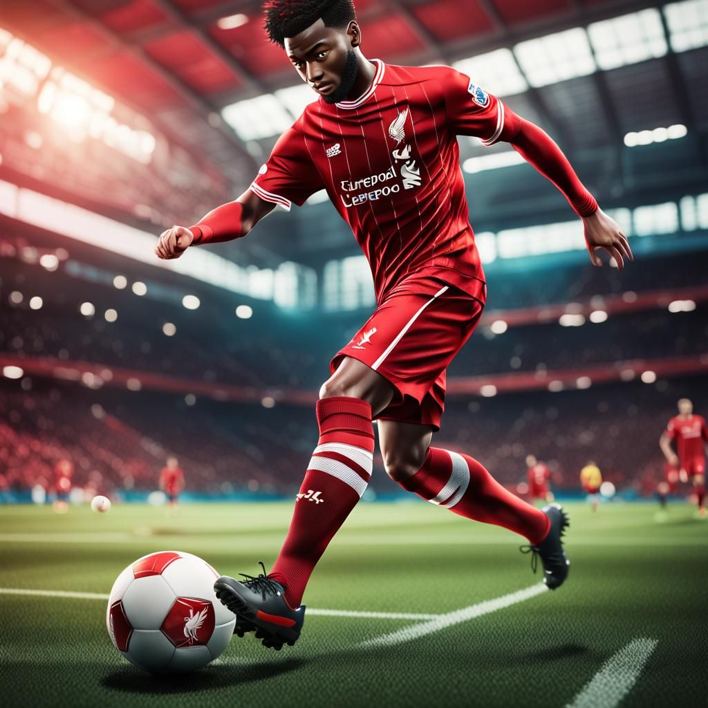 Liverpool Footballer Kicks Ball in Anime Style
