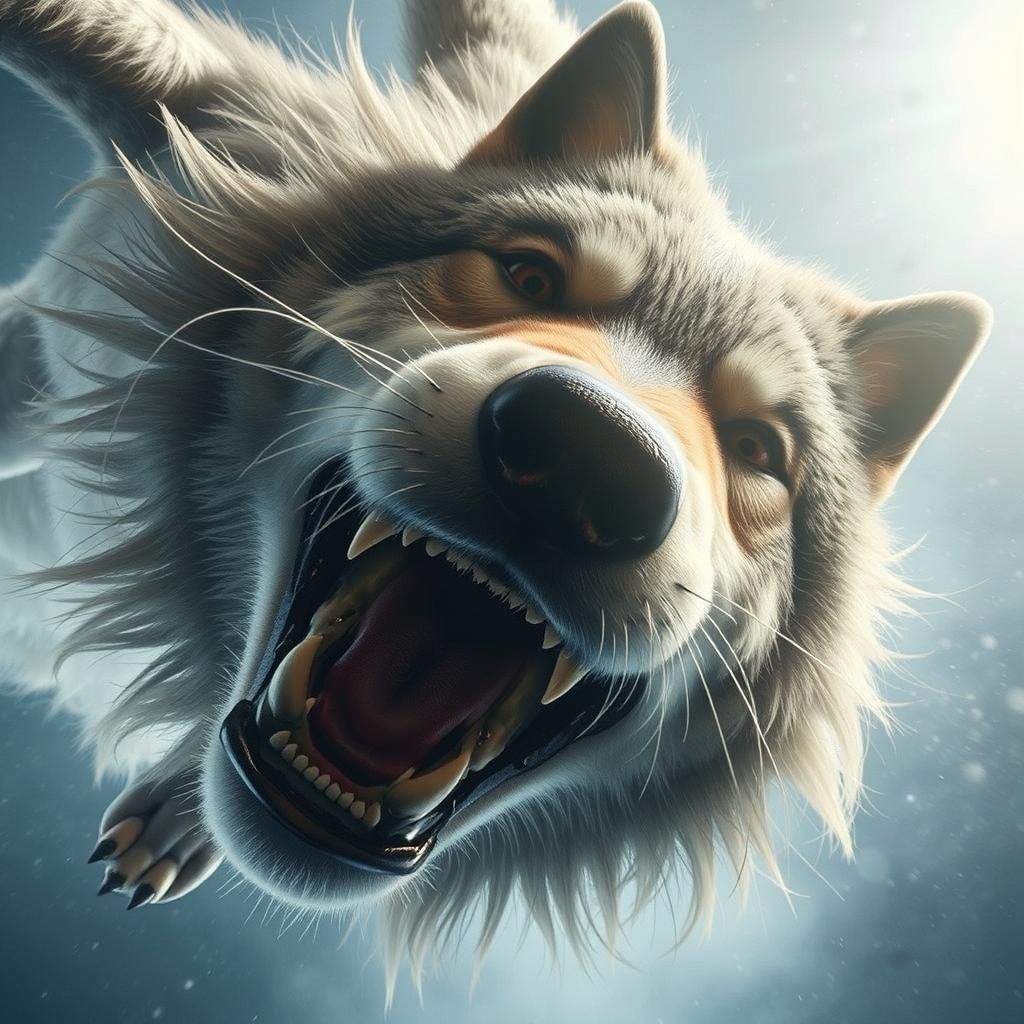 Dramatic Wolf Portrait in Photorealistic Style