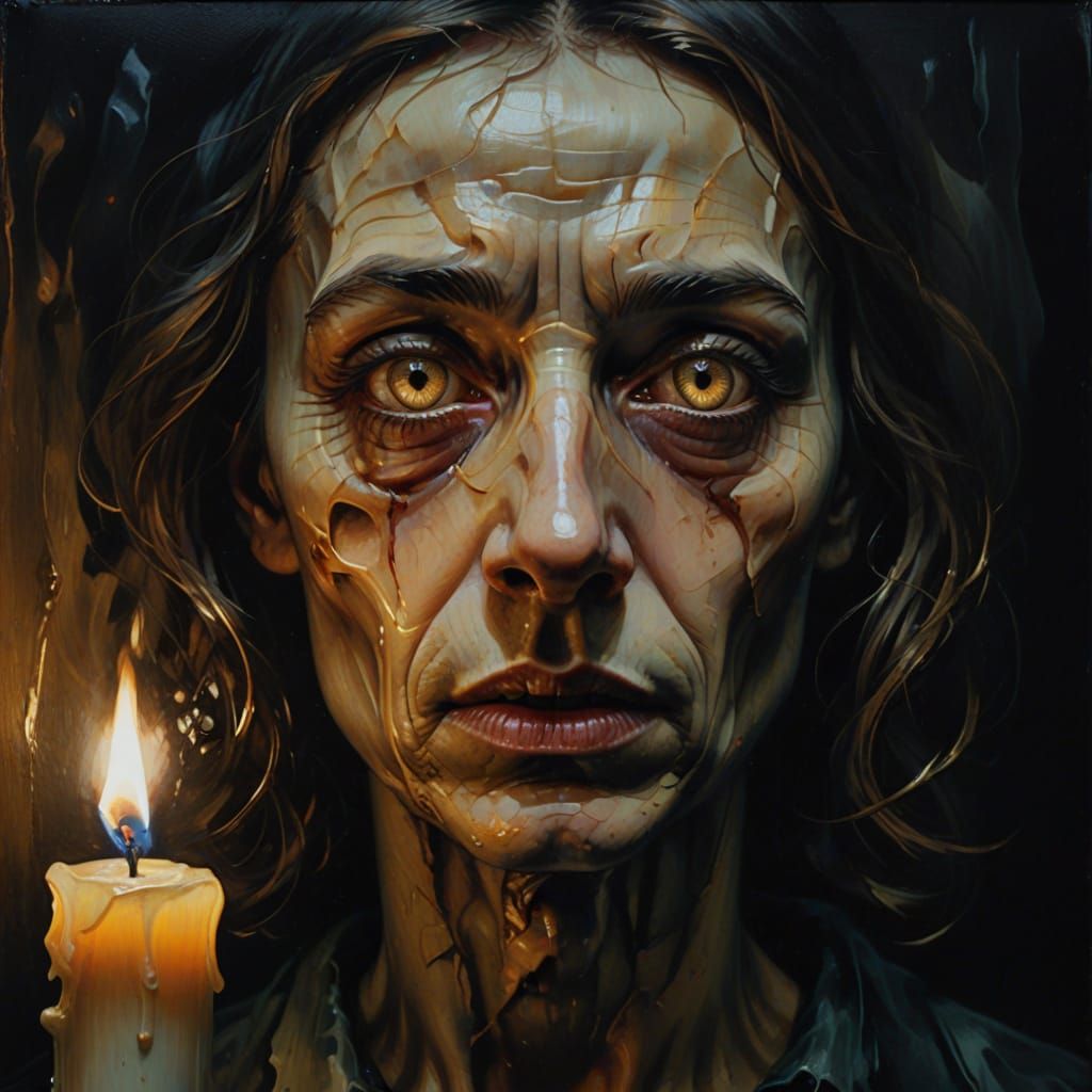 Surreal Oil Painting of a Haunting, Distorted Figure