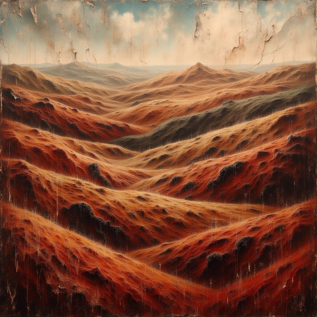 Earthy Clay County Landscape in Impressionist Style