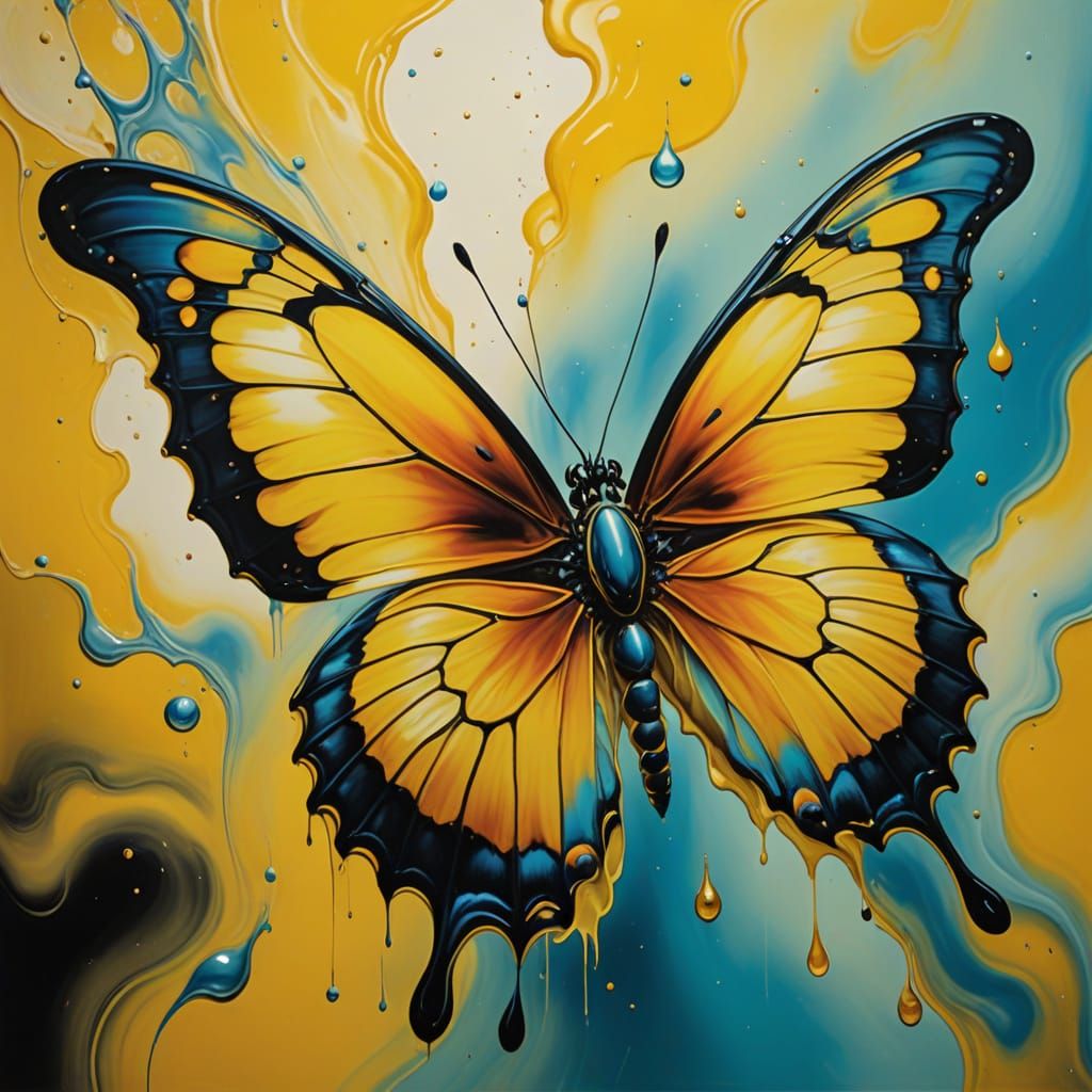 Surreal Butterfly from the Future in Dreamlike Oil Painting