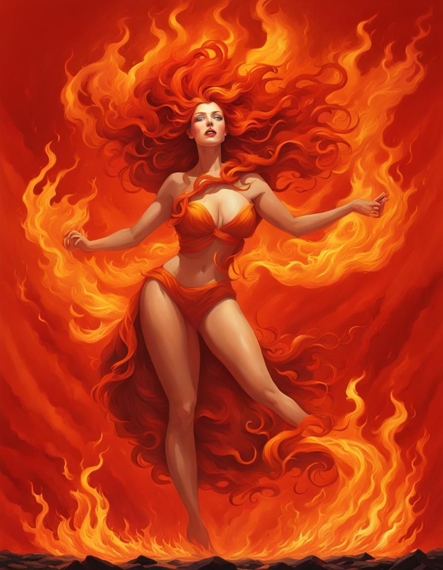 Woman of Fire and Flames