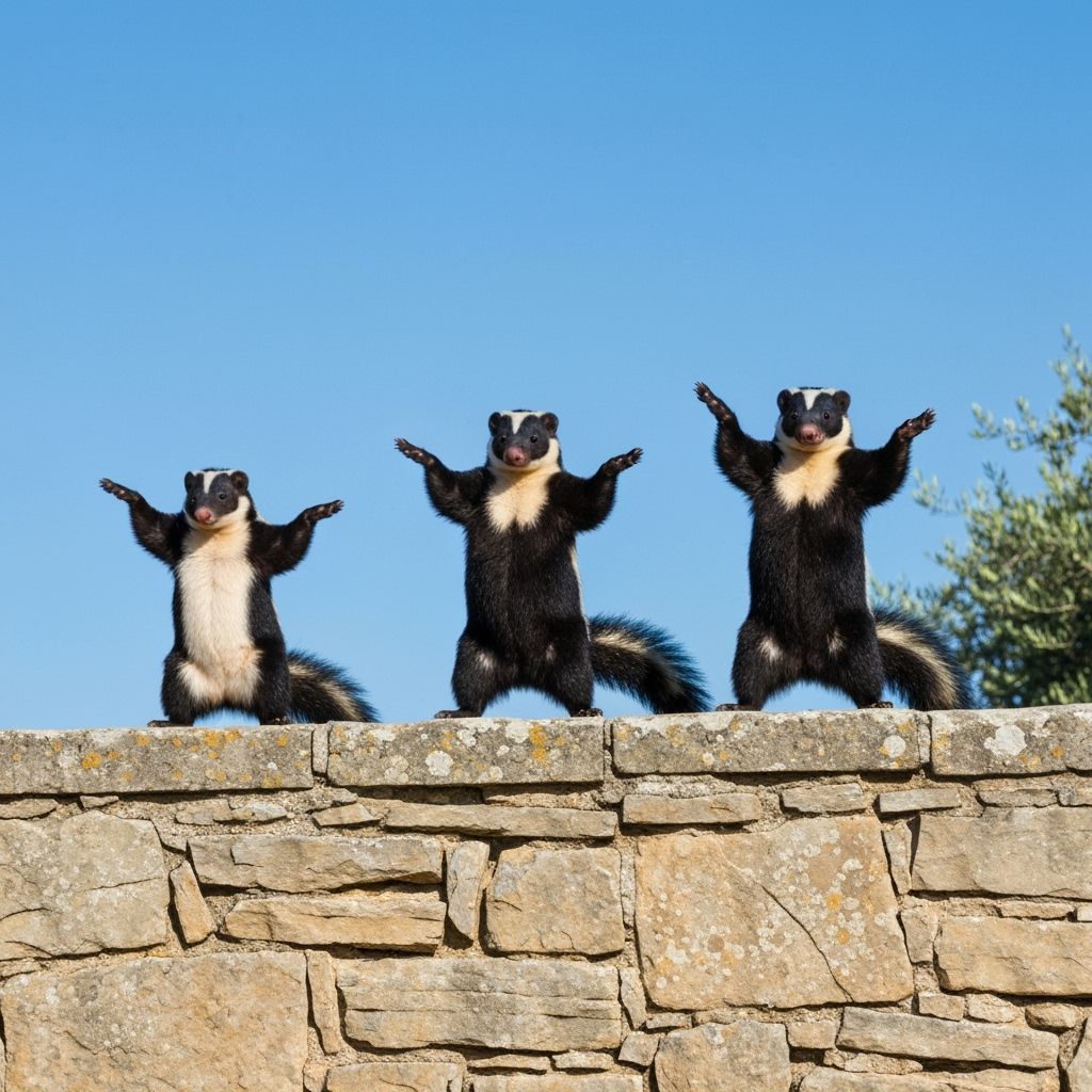 Antropomorphic Skunks Dancing the Shuffle in Dry Heat