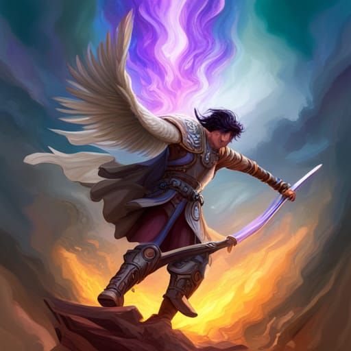 Archangel Michael with Flaming Sword: Hyperrealistic Splash ...