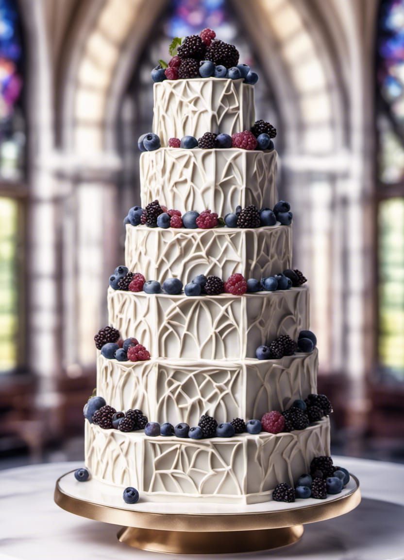 Extravagant Berry Wedding Cake Inspired by Stained Glass