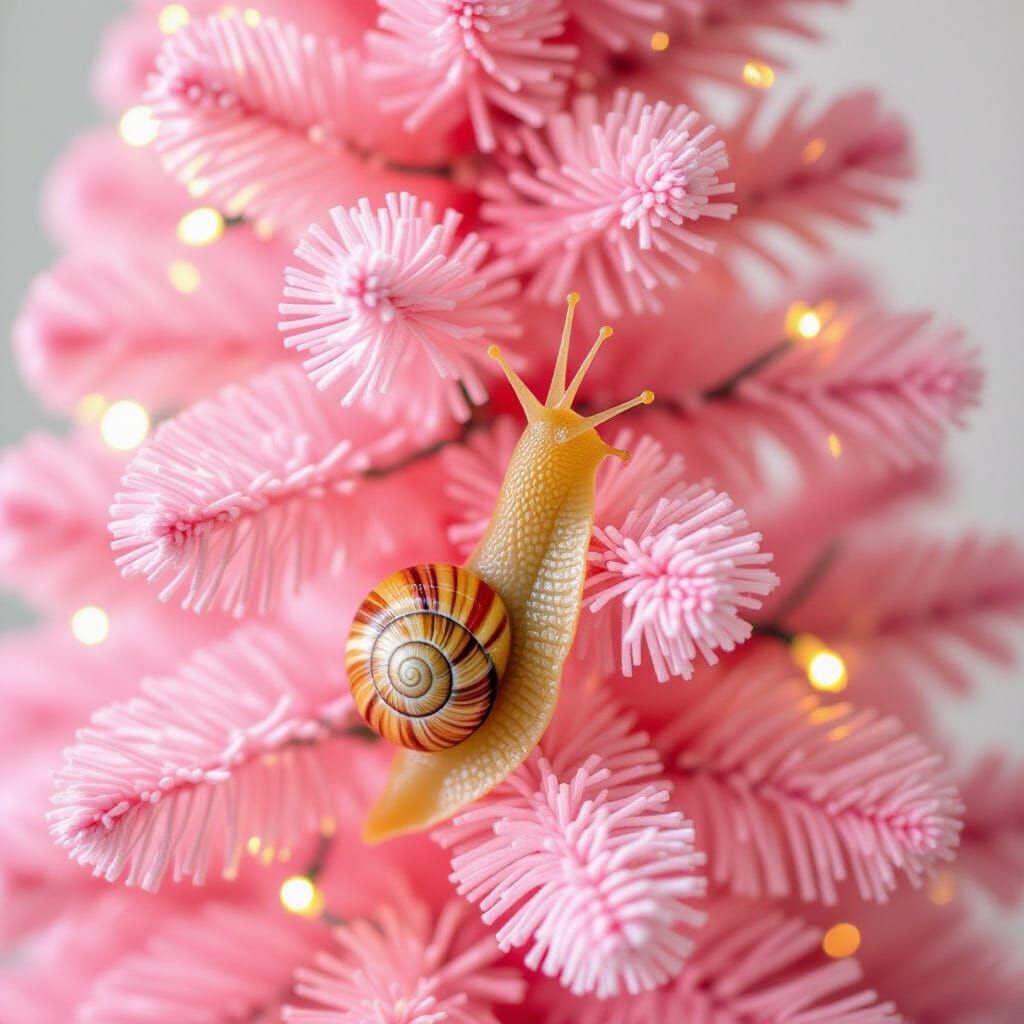 Snail Ascends Pink Artificial Christmas Tree
