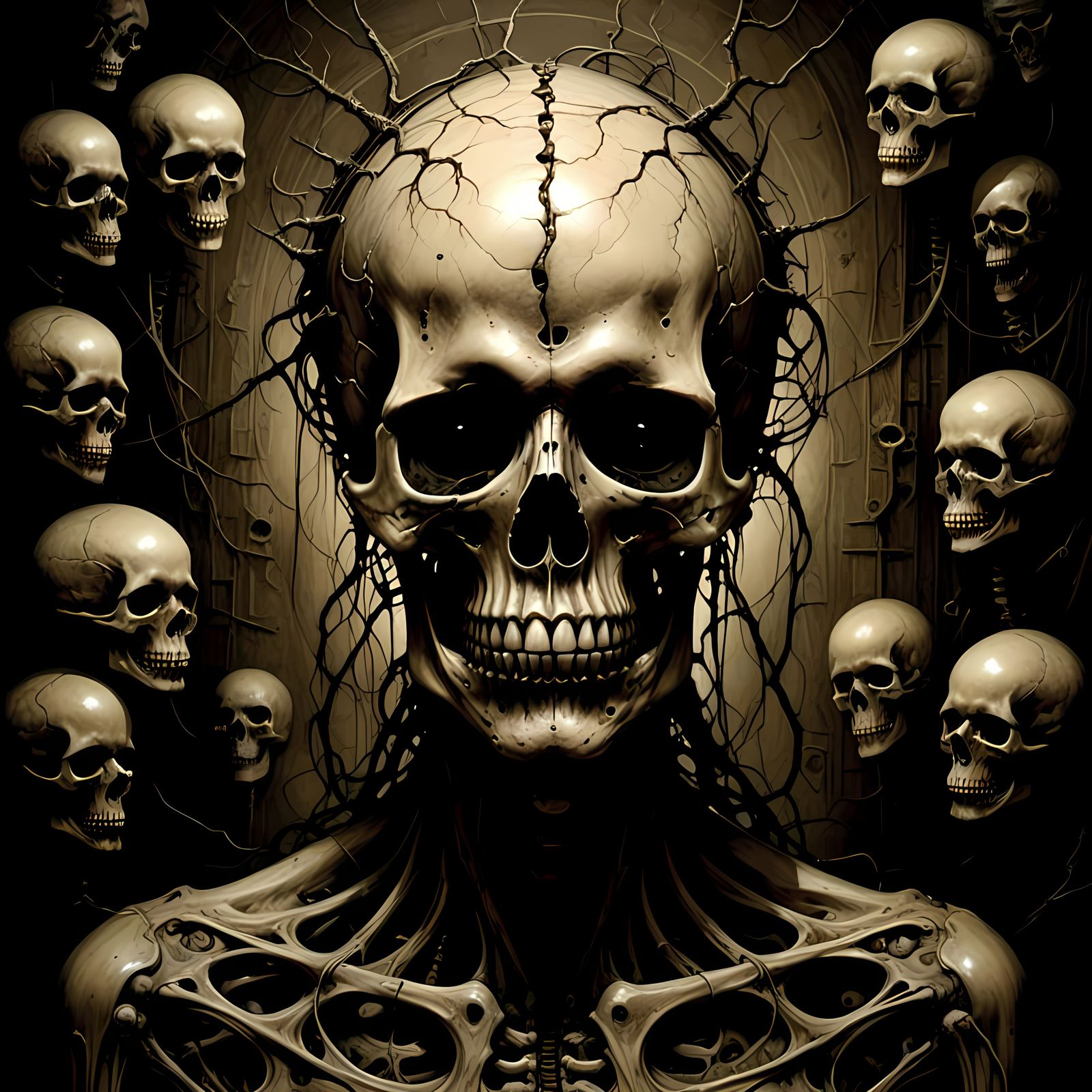 Sorrowful Skull in a Desolate Landscape