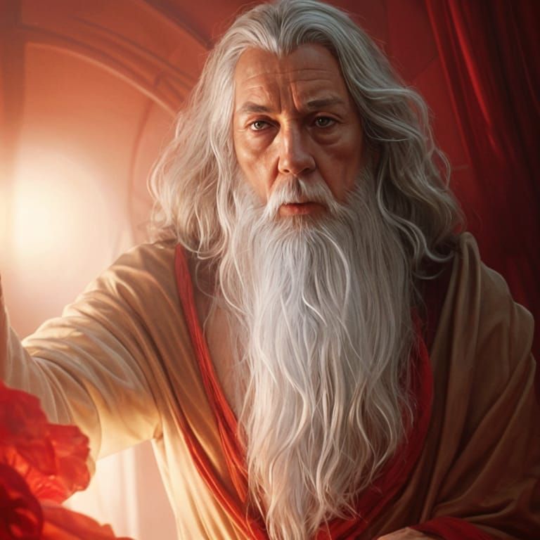Gandalf in Circus Tent: Art Nouveau Portrait