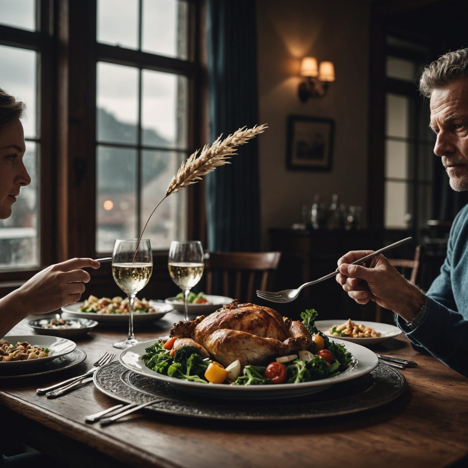 Hyperrealistic Dinner Table Flatulence Scene in HDR