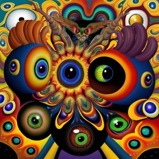 Surreal Creatures with Piercing Eyes: An Oil Painting