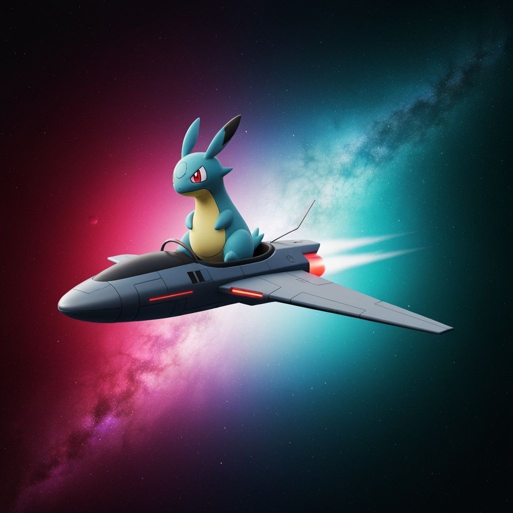 Pokemon in Spaceship, Futuristic Digital Art