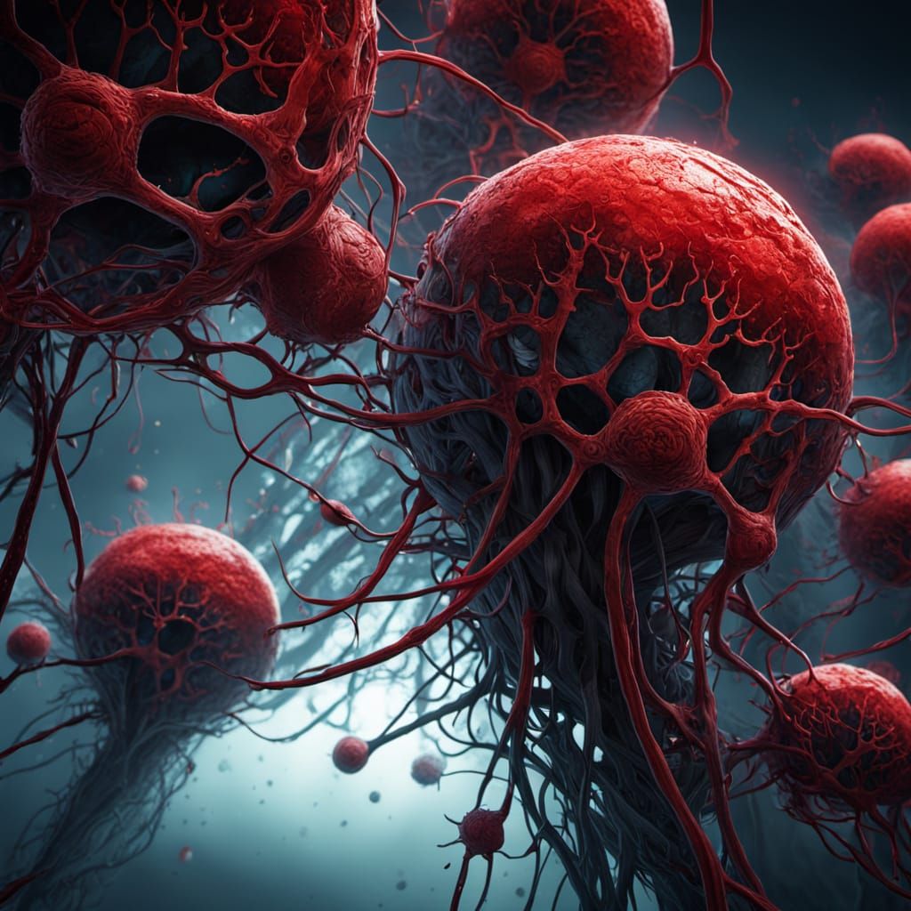 Biomechanical Vein Interior with Glowing DNA