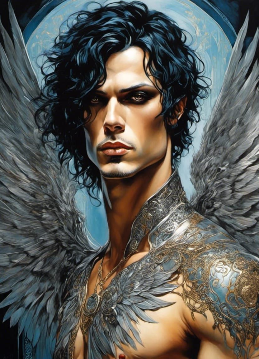 Winged Cyber Angel in Cyberpunk Style