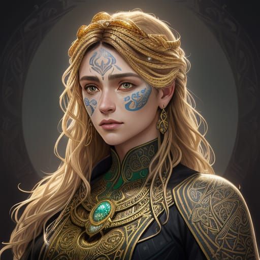 Woman's Portrait in Celtic-Inspired Art