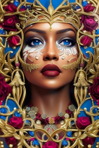 Maximalist Collage Illustration with 3D Liquid Details