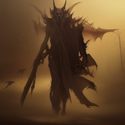 Bat Demon Necromancer in Sandstorm: Dark Fantasy Art