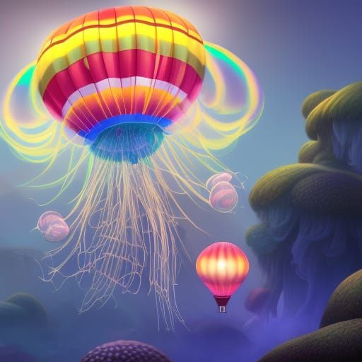 Fantastical Jellyfish Mushroom Hot Air Balloon