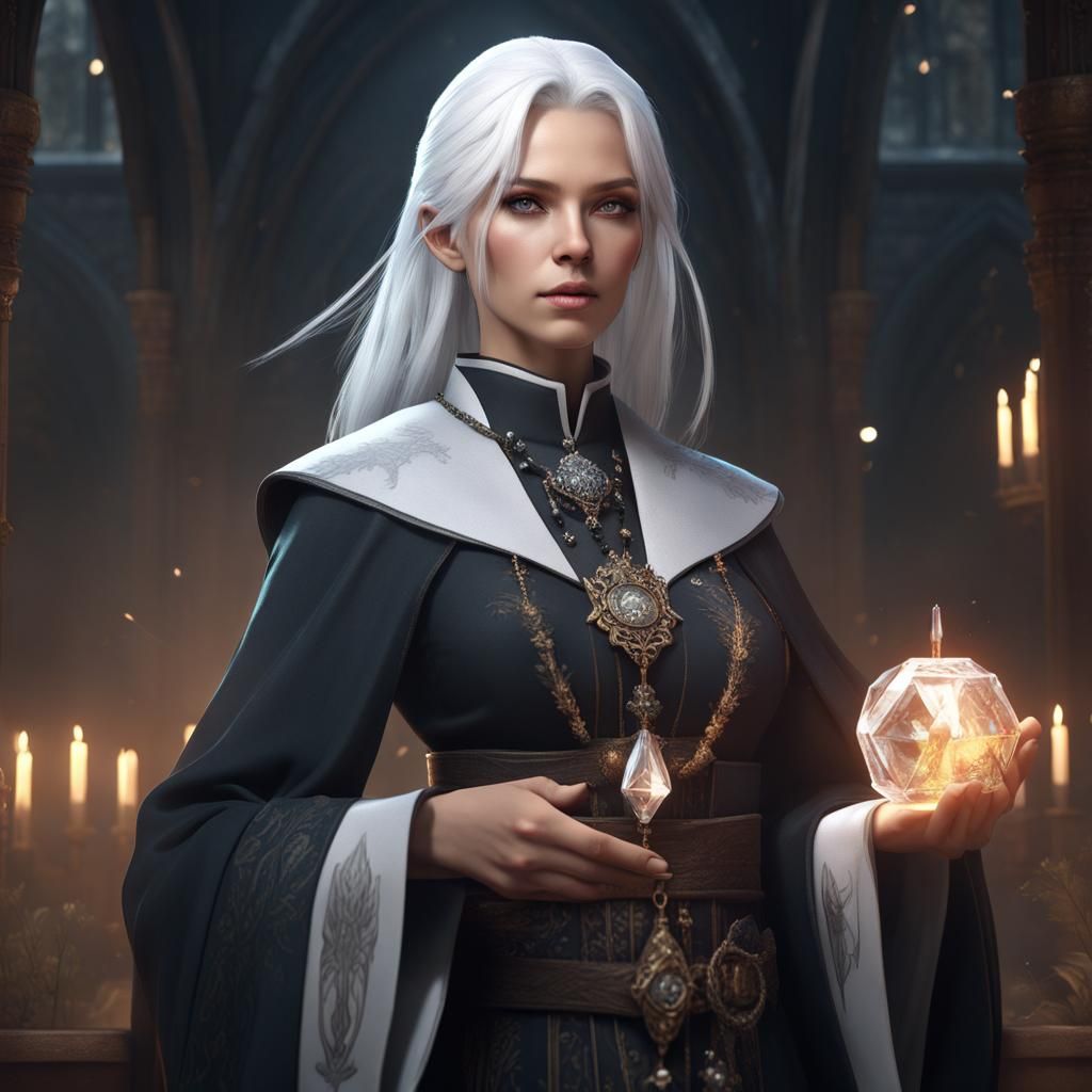 Medieval Fantasy Female Priest in Manga Style