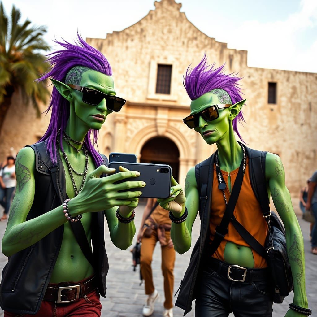 Aliens Visit The Alamo: A Cyberpunk Rendering