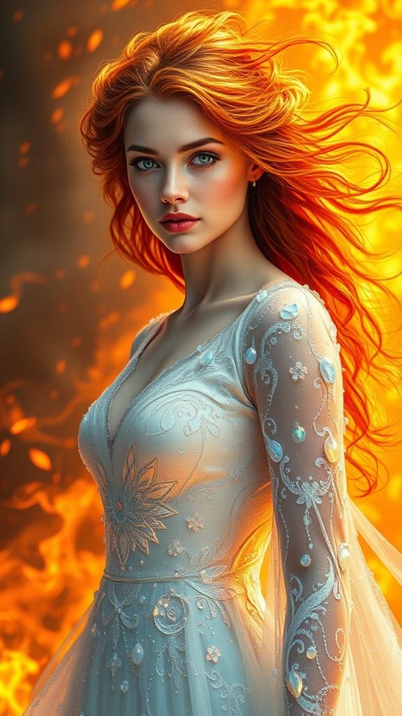 Surreal Goddess of Elemental Forces in Hyperrealistic Art