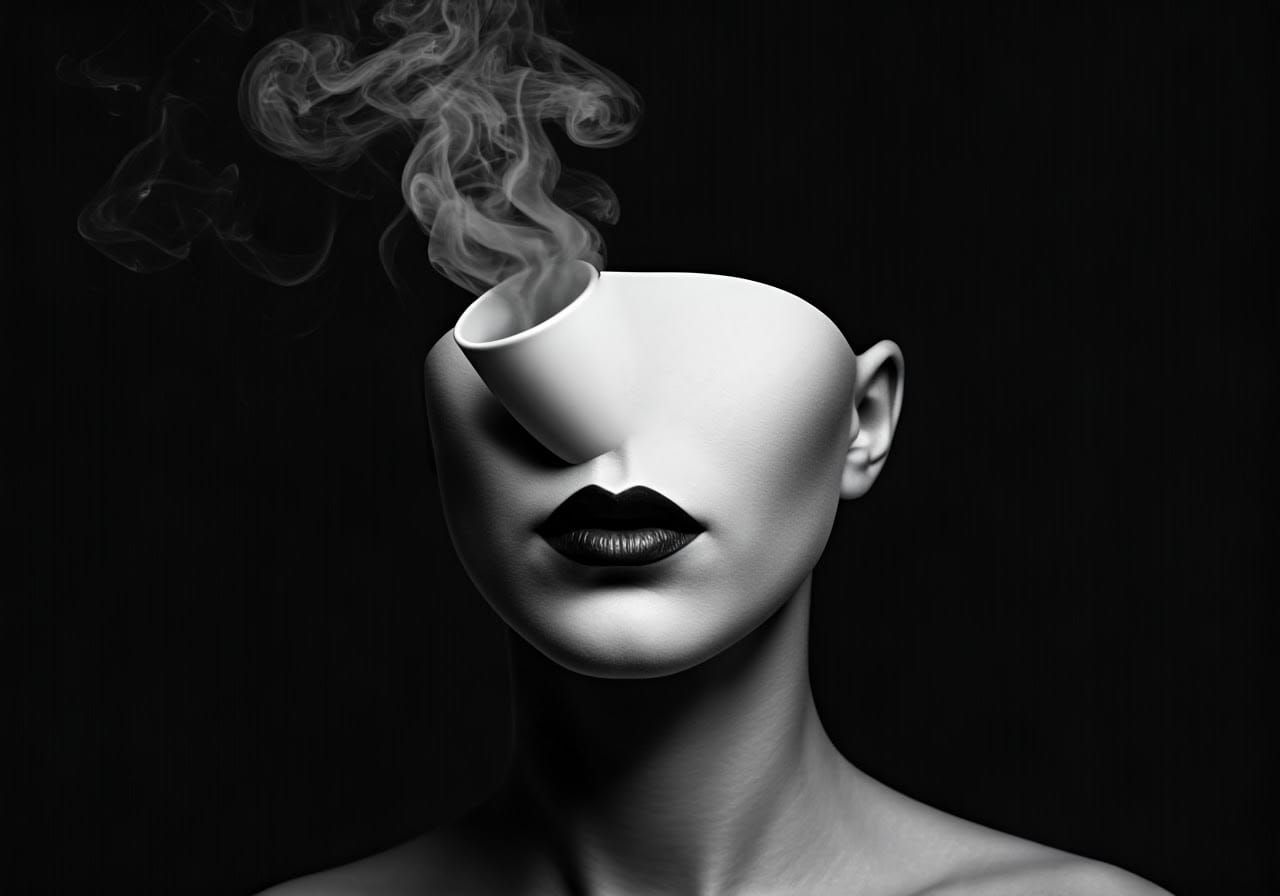 Mysterious Portrait in High-Contrast Black and White