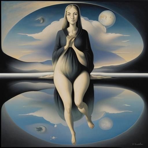 Surreal Landscape with Swirling Shadows in Magic Realism