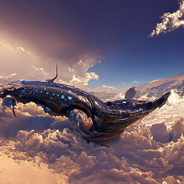Sky Worm Battles Leviathan Cloud in Detailed Matte Painting