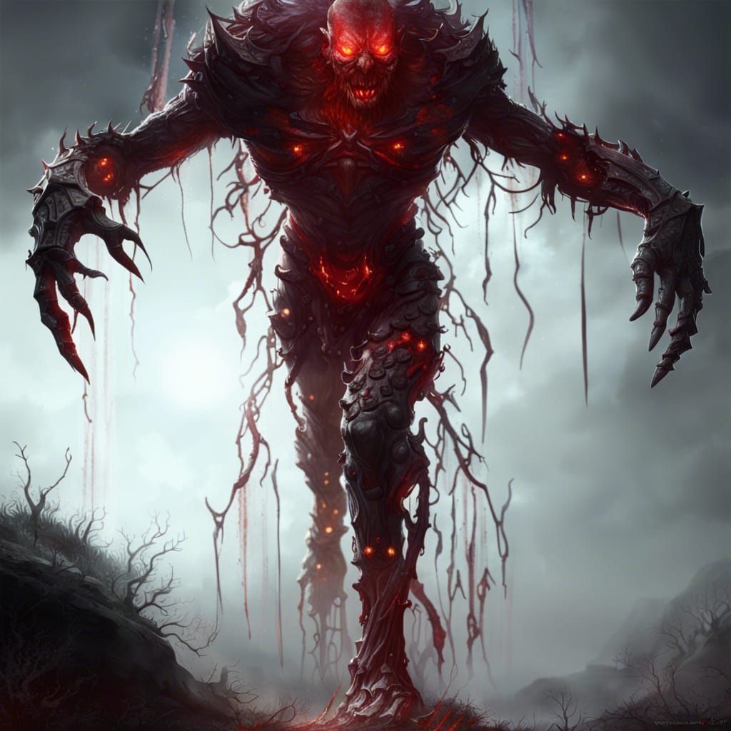 Epic Blood Golem in Dark Fantasy Style